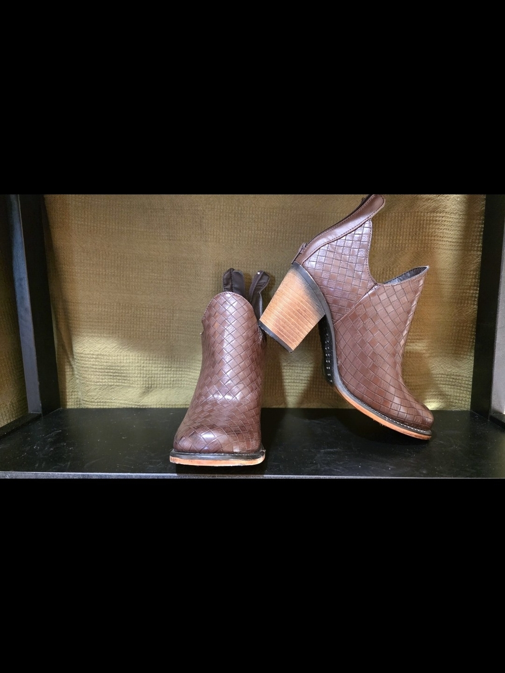 Pierre Dumas Brown Woven Ankle Booties